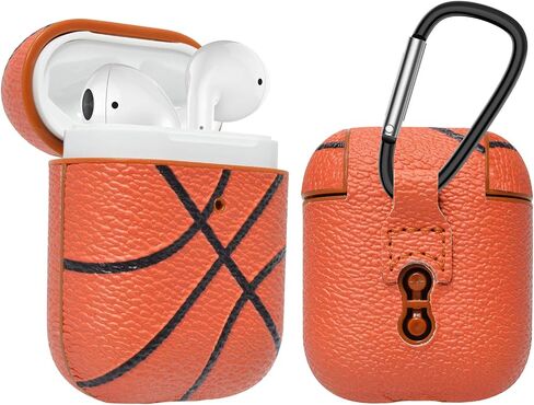 حافظة Njjex AirPods، حافظة صلبة من جلد البولي يوريثان، غطاء ملحقات سماعات الأذن الواقية المحمولة المقاومة للصدمات مع حلقة تسلق/سلسلة مفاتيح متوافقة مع Apple AirPods 1/ Airpods 2 حافظة شحن [بيسبول] in Saudi Arabia