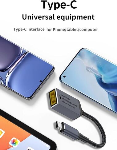مدخل أنثى بطرف نحيف DC إلى كابل شحن طاقة ذكر USB C PD، لمحول طاقة الفم المستطيل Lenovo Thinkpad إلى USB type-C PD 5V/9V/20V. يستخدم لشحن الهواتف والأجهزة اللوحية وأجهزة الكمبيوتر المحمولة. in Saudi Arabia