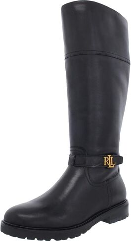 حذاء Lauren Ralph Lauren نسائي Everly مصنوع من الجلد لمنتصف الساق باللون الأسود 5 متوسط ​​(B، M) in Kuwait