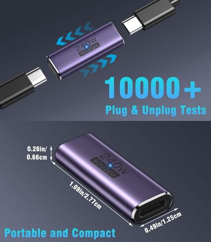 محول MoKo USB C أنثى إلى أنثى، وصلة USB C تدعم الشحن السريع 240 وات/نقل بيانات 40 جيجابت في الثانية، موسع USB من النوع C مع فيديو 8K@60 هرتز لأجهزة MacBook وiPad وThunderbolt 4/3-1 Pack in Saudi Arabia