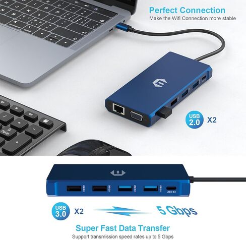 12 in 1 USB C Docking Station,OBERSTER with 2 x 4K HDMI, VGA, Ethernet, 100W PD, USB 3.0, 4 x USB A, SD/TF Elevate Your USB C Laptops and More Type c Devices in Saudi Arabia