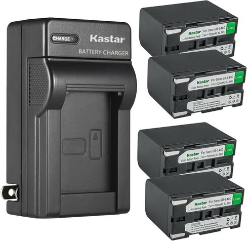 Kastar 4-Pack SB-L480 Battery and AC Wall Charger Replacement for Samsung VP-W80, VP-W80U, VP-W87, VP-W87D, VP-W90, VP-W95D, VP-W97, SC-L520, SC-L530, SC-L550, SC-L600, SC-L610, SC-L630 Camera in Saudi Arabia