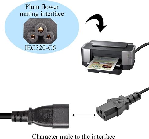 سلك طاقة GELRHONR 0.5 متر C14 إلى C5، كابل محول 18AWG IEC 320 C14 ذكر إلى C5 أنثى، 2.5 أمبير 250 فولت تيار متردد ميكي ماوس أنثى 3 أقطاب إلى C14 سلك محول طاقة للكمبيوتر المحمول (أسود-0.5 متر) in Saudi Arabia