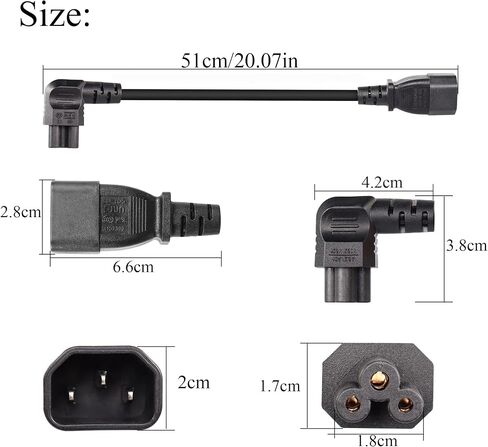 سلك طاقة GELRHONR 0.5 متر C14 إلى C5، كابل محول 18AWG IEC 320 C14 ذكر إلى C5 أنثى، 2.5 أمبير 250 فولت تيار متردد ميكي ماوس أنثى 3 أقطاب إلى C14 سلك محول طاقة للكمبيوتر المحمول (أسود-0.5 متر) in Saudi Arabia