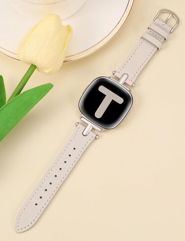 حزام جلدي من Wearlizer متوافق مع نطاقات Fitbit Sense/Fitbit Versa 3 نطاقات/Sense 2 نطاقات/Fitbit Versa 4 نطاقات للنساء، حزام جلد بإبزيم معدني أنيق على شكل حرف T لساعة Versa 3 4/Sense/Sense 2 in Kuwait