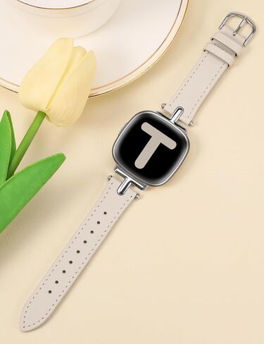 حزام جلدي من Wearlizer متوافق مع نطاقات Fitbit Sense/Fitbit Versa 3 نطاقات/Sense 2 نطاقات/Fitbit Versa 4 نطاقات للنساء، حزام جلد بإبزيم معدني أنيق على شكل حرف T لساعة Versa 3 4/Sense/Sense 2 in Kuwait