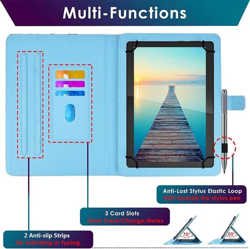 DETUOSI Universal 10 inch Tablet Case, 10.1 inch Tablet Cover, Protective Folio PU Leather Multi-angle Viewing Stand Case【with 3 Card Slots】for All Kinds of 9.6-10.5 inch Android/iOS/Windows Tablet #3 in Saudi Arabia