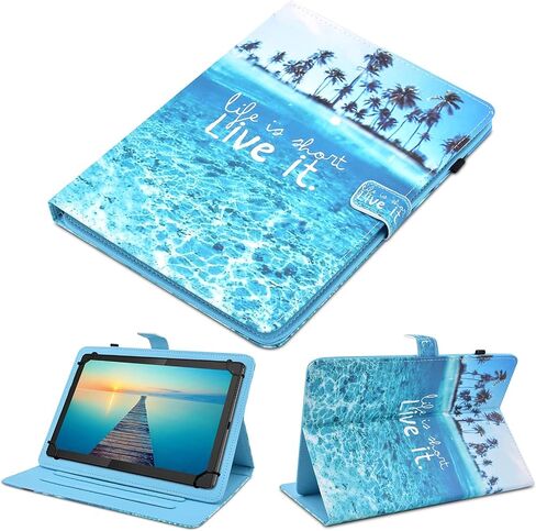 DETUOSI Universal 10 inch Tablet Case, 10.1 inch Tablet Cover, Protective Folio PU Leather Multi-angle Viewing Stand Case【with 3 Card Slots】for All Kinds of 9.6-10.5 inch Android/iOS/Windows Tablet #3 in Saudi Arabia