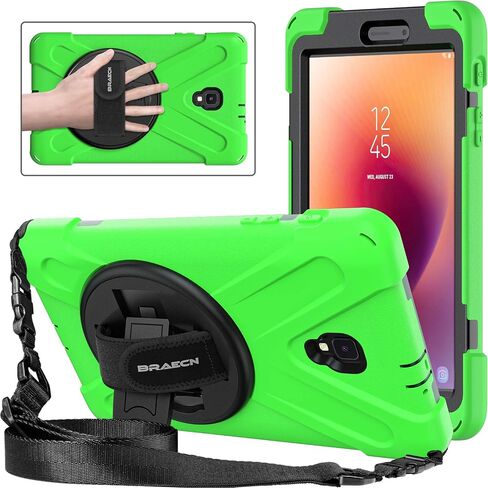 BRAECNstock Samsung Galaxy Tab A 8.0 2017 Case (SM-T380/T385),Heavy Duty Shockproof Silicone Case with 360° Rotatable Stand&Hand Strap,Shoulder Strap,Galaxy Tab A SM-T380 Tablet Case for Kids,Black in Saudi Arabia
