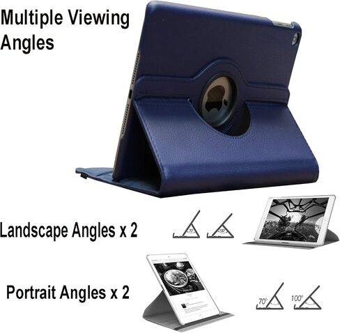 Smart Case for iPad 5th / 6th Generation with Pencil Holder, Rotating Stand Magnetic Auto Wake Up/Sleep Cover for 2017/2018 iPad 9.7 Model A1893 A1954 A1822 A1823 (Navy Blue) in Saudi Arabia