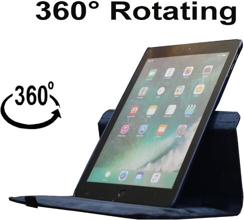 Smart Case for iPad 5th / 6th Generation with Pencil Holder, Rotating Stand Magnetic Auto Wake Up/Sleep Cover for 2017/2018 iPad 9.7 Model A1893 A1954 A1822 A1823 (Navy Blue) in Saudi Arabia