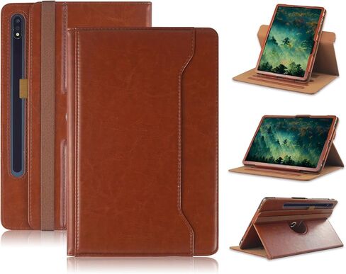 Case Compatible with Tablet Samsung Galaxy Tab S9 FE Plus S9 Plus S8 Plus S7 FE S7 Plus 12.4 Inch,Cover 360° Rotating Stand PU Leather for Galaxy Tab S9 FE+ S9 + S8+ S7+ 12.4,Brown in Saudi Arabia