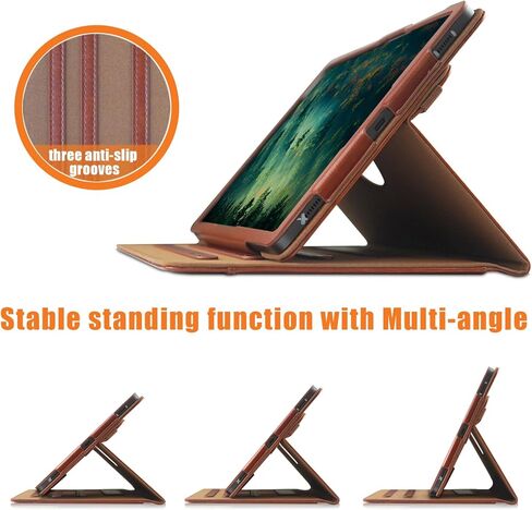 Case Compatible with Tablet Samsung Galaxy Tab S9 FE Plus S9 Plus S8 Plus S7 FE S7 Plus 12.4 Inch,Cover 360° Rotating Stand PU Leather for Galaxy Tab S9 FE+ S9 + S8+ S7+ 12.4,Brown in Saudi Arabia