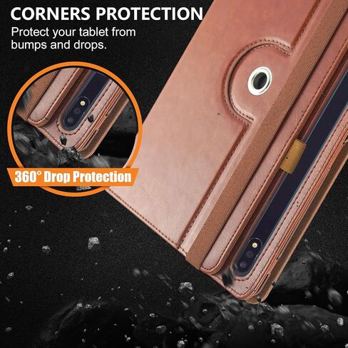Case Compatible with Tablet Samsung Galaxy Tab S9 FE Plus S9 Plus S8 Plus S7 FE S7 Plus 12.4 Inch,Cover 360° Rotating Stand PU Leather for Galaxy Tab S9 FE+ S9 + S8+ S7+ 12.4,Brown in Saudi Arabia