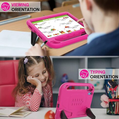 iPad 10th Generation Case for Kids, iPad 10.9 Inch Case with Built-in Screen Protector, Durable Lightweight Shockproof Handle Stand Child Cover Case for iPad 10th Gen 2022 Release - Rose in Kuwait