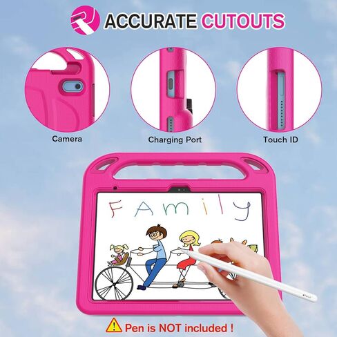 iPad 10th Generation Case for Kids, iPad 10.9 Inch Case with Built-in Screen Protector, Durable Lightweight Shockproof Handle Stand Child Cover Case for iPad 10th Gen 2022 Release - Rose in Kuwait
