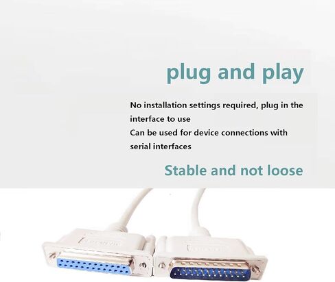 JIANSHEN DB25 ذكر إلى أنثى 30AWG رقائق معدنية مزدوجة محمية سلك نحاسي مضفر، D-SUB 25 دبوس RS232 كابل تسلسلي (رمادي) (1.8 متر) in Kuwait