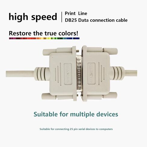 JIANSHEN DB25 ذكر إلى أنثى 30AWG رقائق معدنية مزدوجة محمية سلك نحاسي مضفر، D-SUB 25 دبوس RS232 كابل تسلسلي (رمادي) (1.8 متر) in Kuwait