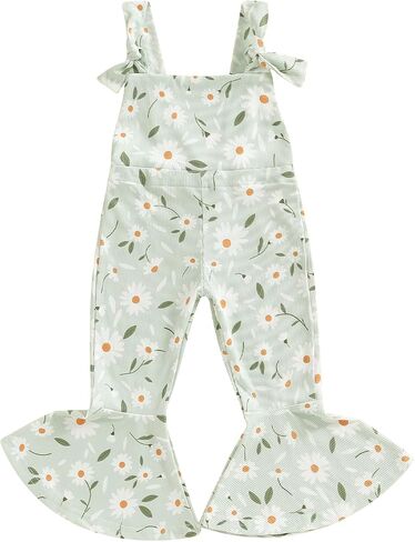Baby Girl Flare Jumpsuit Toddler Floral Bell Bottom Romper Daisy Sleeveless Suspender Pants Infant Wide Leg Overalls in Saudi Arabia