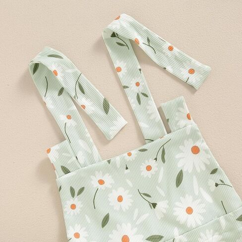 Baby Girl Flare Jumpsuit Toddler Floral Bell Bottom Romper Daisy Sleeveless Suspender Pants Infant Wide Leg Overalls in Saudi Arabia