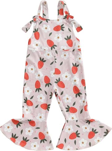 Baby Girl Flare Jumpsuit Toddler Floral Bell Bottom Romper Daisy Sleeveless Suspender Pants Infant Wide Leg Overalls in Saudi Arabia