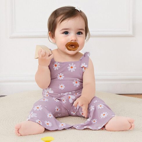 Toddler Daisy Outfit Baby Girl Bell Bottom Romper Sleeveless Flare Jumpsuit Wide Leg Floral Overalls Summer Clothes in Saudi Arabia