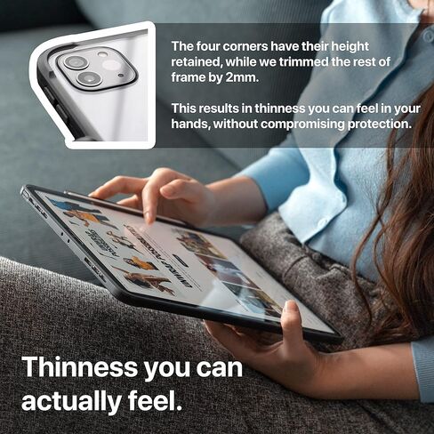 حافظة TineeOwl Mocha iPad Pro مقاس 12.9 بوصة 2022، 2021، 2020، 2018 (الجيل السادس، الخامس، الرابع، الثالث) حافظة شفافة نحيفة للغاية مع حامل قلم رصاص + غطاء حامل ثلاثي الطي، خفيف الوزن (أسود بلوري/ظهر شفاف) in Kuwait