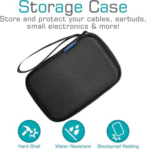 Maxell Hard Shell Small Storage Case: Keep Your Accessories Organized and Safe with Mesh Pockets, Elastic Loop, and Zipper Pocket - Ideal for Powerbanks, Cables, and Earbuds (Pack of 2) in Kuwait