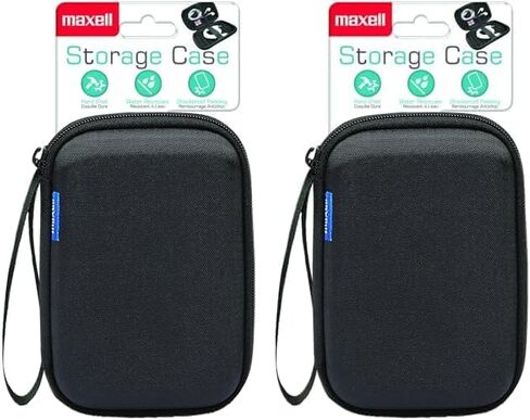 Maxell Hard Shell Small Storage Case: Keep Your Accessories Organized and Safe with Mesh Pockets, Elastic Loop, and Zipper Pocket - Ideal for Powerbanks, Cables, and Earbuds (Pack of 2) in Saudi Arabia
