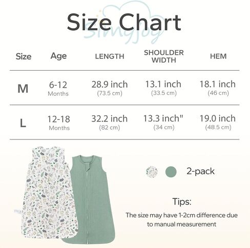 SIMYJOY Muslin Sleep Sack 6-12 Months, 0.5 Tog Sleep Sack Baby Wearable Blanket, Breathable Sleep Sacks 2 Pack, Garden Bunny White Green in Saudi Arabia