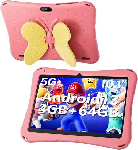 تابلت SGIN مقاس 10 بوصات يعمل بنظام Android 13 للأطفال مع حافظة، تابلت للأطفال، ذاكرة وصول عشوائي 4(2+2) جيجابايت وذاكرة وصول عشوائي 64 جيجابايت، تابلت للأطفال الصغار مثبت مسبقًا من KIDOZ، مراقبة أبوية، 5000 مللي أمبير في الساعة، كاميرا مزدوجة، 5GWiFi، أف in Saudi Arabia