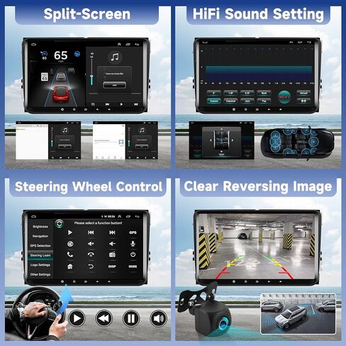 UNITOPSCI 2G+64G ستيريو سيارة Android لسيارة VW Passat Jetta Golf Touran Seat Skoda Wireless Apple CarPlay Android Auto Bluetooth GPS Navigation 9 بوصة تعمل باللمس WiFi/HiFi FM/RDS + ميكروفون كاميرا احتياطية in Saudi Arabia