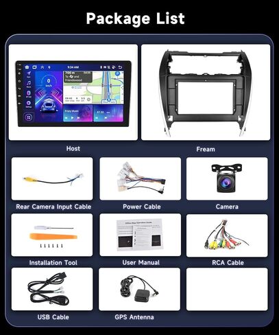 Podofo 8Core 2G+64G Car Radio for Toyota Camry 2012 2013 2014 Stereo with 10.1" 1280 * 720P IPS Touch Screen/Wireless CarPlay/Android Auto/DPS Audio/46EQ/5.0 Bluetooth/GPS/WiFi/SWC/AHD Backup Camera in Saudi Arabia