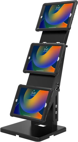 Triple Screen Kiosk – CTA Triple-Screen Adjustable Kiosk w/ 3 Universal Security Enclosures for Restaurants - iPad Air 11" M2 2024 - iPad Pro 11" M4 2024 & More 7-12" Tablets - Black (PAD-PARAMULTI) in Saudi Arabia