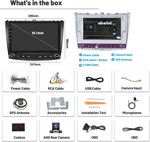 [2+64G] Android Stereo Carplay for Lexus IS250 IS300 IS350 2006-2010, HD Touchscreen Car Radio 10.1 Inch with Wireless Android Auto GPS Navigation BT HiFi RDS Backup Camera in Saudi Arabia