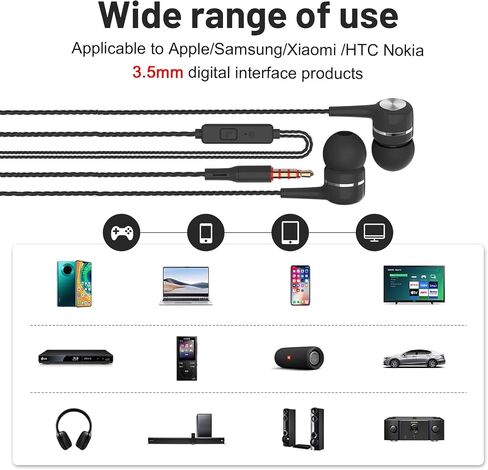 5 Pack Wired Earbuds with Microphone, in-Ear Headphones with Heavy Bass, Adjustable Volume, High Sound Quality Earphones Ear Buds for Laptop iPad MP3 Android Smartphones Fits All 3.5mm Jack Device in Saudi Arabia