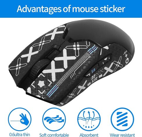 شريط لـ Razer Viper Mini/Razer Viper Ultimate/Razer Viper V2 Pro/Razer Ultimate Wireless Gaming Mouse Skins-Mouse Grip Tape Mouse، Snti-Sweat وAnti (طباعة بيضاء بالكامل) in Kuwait