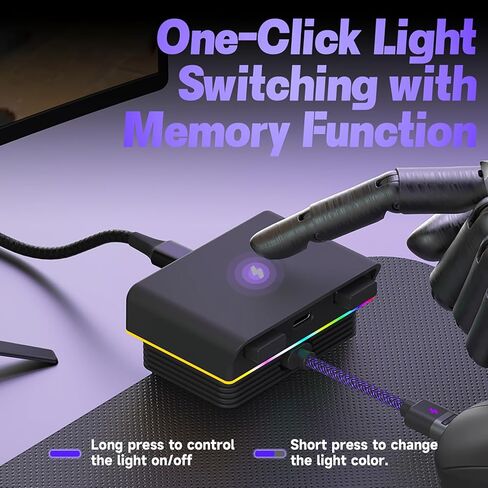 قاعدة شحن مغناطيسية للماوس موشو مع منفذ USB مزدوج + واجهة من النوع C متوافقة مع نماذج ماوس متعددة، قاعدة شحن RGB، مفتاح واحد لتبديل الضوء، قاعدة شحن مغناطيسية ثابتة in Kuwait