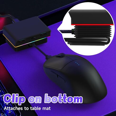 قاعدة شحن مغناطيسية للماوس موشو مع منفذ USB مزدوج + واجهة من النوع C متوافقة مع نماذج ماوس متعددة، قاعدة شحن RGB، مفتاح واحد لتبديل الضوء، قاعدة شحن مغناطيسية ثابتة in Kuwait