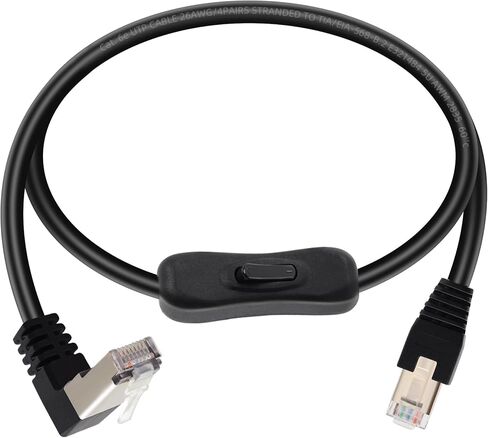 كابل شبكة LAN من RIIEYOCA 90 درجة Cat5 Ethernet RJ45 ذكر إلى ذكر، موصل RJ45، زاوية أعلى من ذكر إلى ذكر لمفاتيح أجهزة التوجيه PC، أسود (0.5 متر) in Kuwait