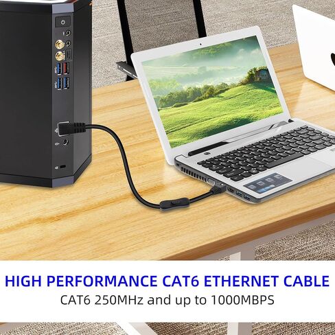 كابل شبكة LAN من RIIEYOCA 90 درجة Cat5 Ethernet RJ45 ذكر إلى ذكر، موصل RJ45، زاوية أعلى من ذكر إلى ذكر لمفاتيح أجهزة التوجيه PC، أسود (0.5 متر) in Kuwait
