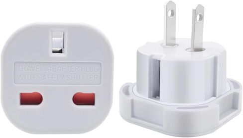 (10Pcs) Hongkong UK 3 Holes to US 1-15R 2 pin Plug Socket AC Power Charger Adapter Converter,UK to US Travel Switch Socket,American US Plug 2 pins can be Turned (White) in Saudi Arabia