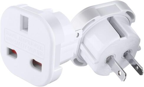 (10Pcs) Hongkong UK 3 Holes to US 1-15R 2 pin Plug Socket AC Power Charger Adapter Converter,UK to US Travel Switch Socket,American US Plug 2 pins can be Turned (White) in Saudi Arabia