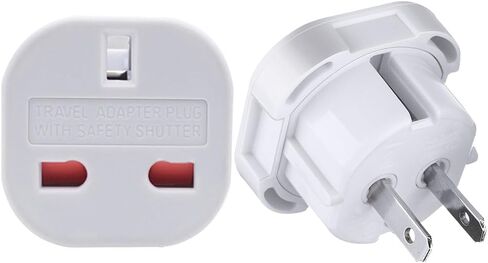 (10Pcs) Hongkong UK 3 Holes to US 1-15R 2 pin Plug Socket AC Power Charger Adapter Converter,UK to US Travel Switch Socket,American US Plug 2 pins can be Turned (White) in Saudi Arabia