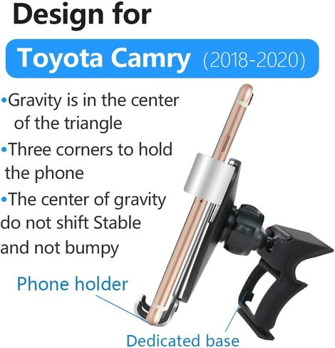 LUNQIN Car Phone Holder for Toyota Camry 2018 2019 2020 L LE SE XSE XLE TRD and Camry Hybrid 18-20 Auto Interior Accessories Best Cell Phones Mount Cellphone Mobile Cradle Charging Navigation Bracket in Saudi Arabia
