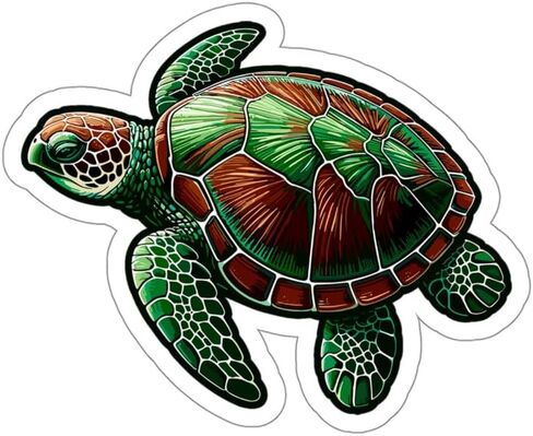Sea Turtle Sticker Weatherproof Decal Vinyl Small Waterproof for Water Bottle Mug Passport Book Scrapbook Notebook Laptop Tumbler Skateboard Computer Phone Size 4" Funny Gift in Saudi Arabia