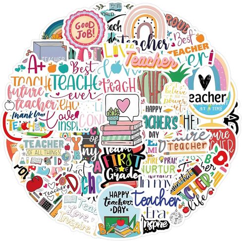 120 pcs Teacher Stickers Teacher Stickers for Laptop Water Bottles Phone，Cute Stickers Gifts for Teacher Students in Saudi Arabia