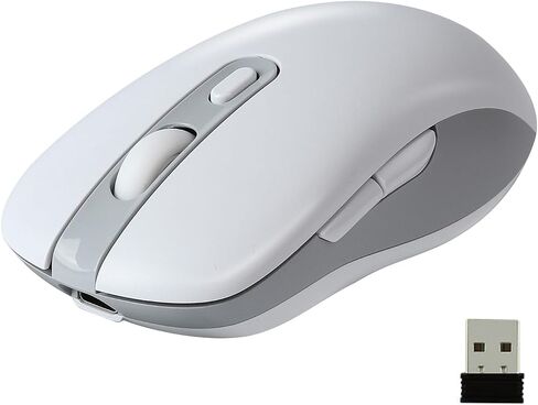 elec Space Wireless Mouse, Dual Mode Wireless Mouse, Type-C Rechargeable Bluetooth Mouse, 2.4G Wireless Computer Mouse with USB Receiver, DPI 800-1200-1600,3 Device Connection-White in Saudi Arabia