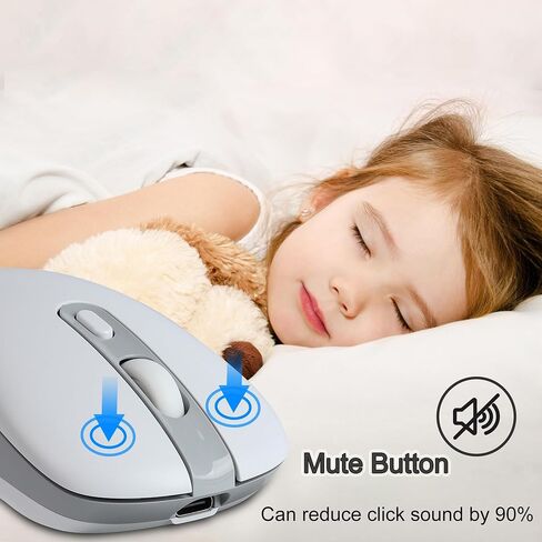 elec Space Wireless Mouse, Dual Mode Wireless Mouse, Type-C Rechargeable Bluetooth Mouse, 2.4G Wireless Computer Mouse with USB Receiver, DPI 800-1200-1600,3 Device Connection-White in Saudi Arabia