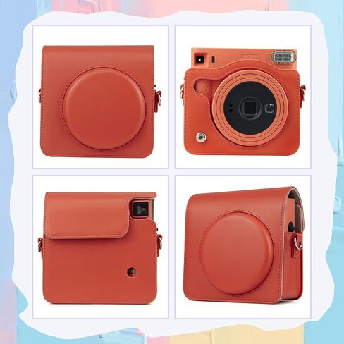 MUZIRI KINOKOO Square SQ1 Case for Fuji Instax Camera PU Leather Protective Case with Adjustable Shoulder Strap Valentine in Saudi Arabia
